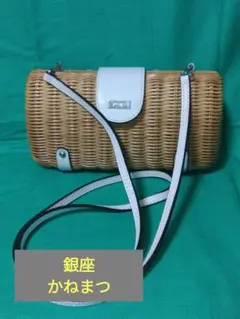 ✨美品✨銀座かねまつ　ラタン かごバック　ネイビー × ホワイト Natural Style 2025 SS 銀座かねまつ公式通販サイト｜SHOES