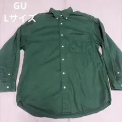 GU Lサイズ　長袖シャツ グリーン ボタンダウン メンズ　緑