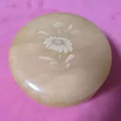 花柄の円形小物入れ インテリア 大理石 アンティーク