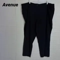 【Avenue】大きいサイズ26号 センタープレス ストレッチパンツ 黒 プチ丈