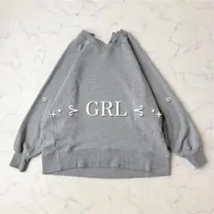 GRL オーバーサイズ バッククロス 長袖スウェット トレーナー F