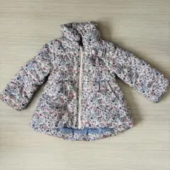 【極美品】西松屋 アウター 女の子 花柄 リボン 薄紫 ピンク ノーカラー 秋冬