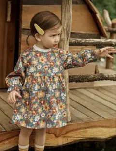 花柄 総柄 長袖 薄手 ワンピース