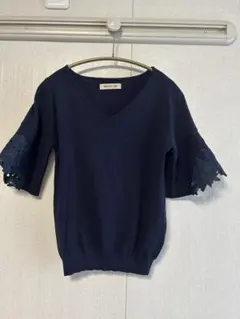 Apuweiser-riche ネイビー 5分袖ニット