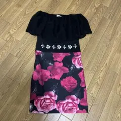 オフショルダー ナイトドレス 花柄 ビジュー