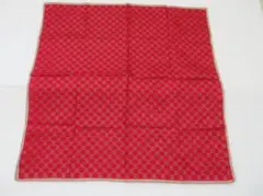 O-49-126/CELINEセリーヌ 大判ハンカチーフ マカダム柄 赤ブラウン