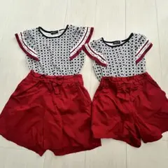 BeBeフリル袖トップスショートパンツセット 100cm 120cm 姉妹お揃い