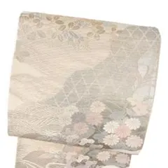 夏用　絽　袋帯　霞取り　菊花　観世水　金糸　着物　072b