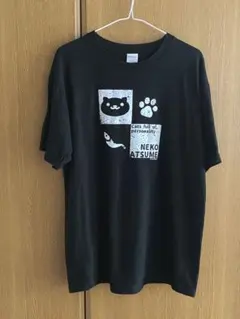 ねこあつめ シンプルTシャツ ブラック Lサイズ