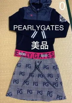 美品　パーリーゲイツ ニットジャケット　パーカー　0 ネイビー　ピンク