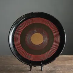 お値下げ茶道具独楽盆 丸盆 独楽文様 尺一 木製 漆塗り トレー FC4-17 漆器の井助