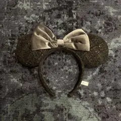 【美品】ディズニー ミニー カチューシャ ブラック スパンコール グレーリボン