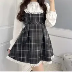 evelyn ハートボタンチェックミニOP