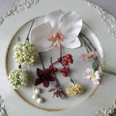 ＊お得なset＊胡蝶蘭と和風のヘアパーツset 髪飾り　和装　前撮り　結婚式