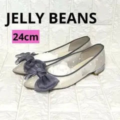 ❤️24cm❤️ジェリービーンズ リボン シアーパンプス ポイントテッドトゥのサムネイル