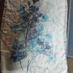 青色花柄ストール 約67cm x 188cm