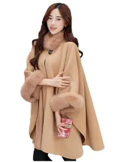 RICHCOCO レディース ポンチョコート ファー