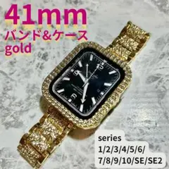 アップルウォッチ　applewatch　バンド　ケース　ゴールド 41mm