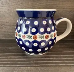新品　ポーランド食器 ポーリッシュポタリー マグカップ大　人気のモスキート柄