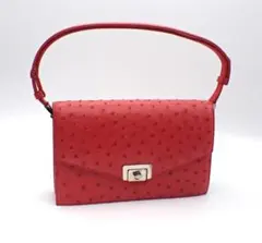 未使用 RODANIA ロダニア オーストリッチ ハンドバッグ レッド