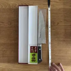柳刃包丁 堺打包丁　1980年代 伝統工芸品 刃渡約17.5cm 専用箱入り 堺打刃物 英 青鋼 柳包丁 尺一 八角柄 刃渡り約330mm 柳刃 和
