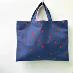 レッスンバッグ 手提げ　ハート刺繍　入園 入学　ヌビバッグ　イブル　デニム