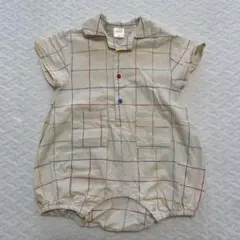 futafuta チェックロンパース 80