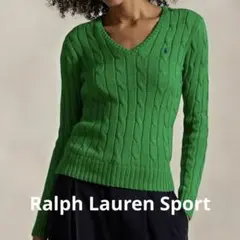 美品✨　ラルフ・ローレン スポーツ VネックケーブルニットセーターXLのサムネイル