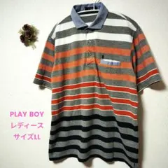 PLAY BOYストライプ 半袖ポロシャツ　売り切り価格のサムネイル