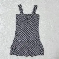 美品 バーバリーブルーレーベル サロペット ノバチェック ロゴ刺繍 ロゴボタン