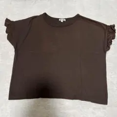 B:MING by BEAMS フリル袖Tシャツ ブラウン 130cm