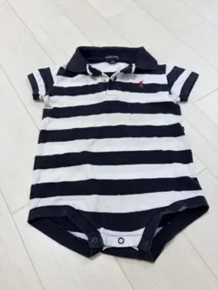 Ralph Lauren ネイビー/ホワイト ストライプロンパース
