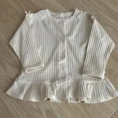 美品　アイボリー ホワイト　カーディガン　90 ペプラム