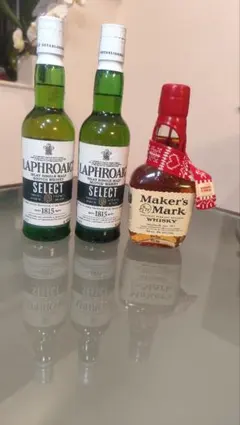 ウイスキーセット（ラフロイグ、メイカーズマーク、サントリー）350ml3