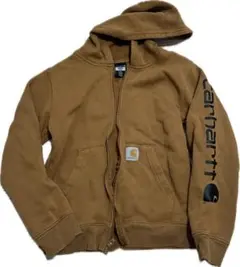 Carhartt ブラウン フルジップパーカー　キッズ