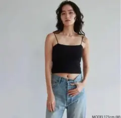 美品searoomlynn パッドinスパゲッティSQUAREキャミ Sブラック