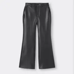 GU フェイクレザーワイドパンツ ブラック