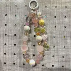 ハンドメイド カラフルビーズ 携帯ストラップ
