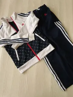 ☆adidas アディダス ドット柄 ジャージ上下セット140☆