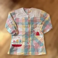 カラフルチェック柄ウサギスモックエプロン