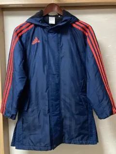 adidas ベンチコート ジュニア160cm ネイビー/フード付き