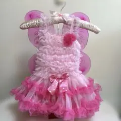 新品未使用犬服myknittロイヤルマイニットピンク ドット チュール