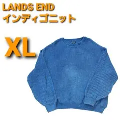 LANDS'END ランズエンド コットン インディゴ セーター 90s LANDS' END ランズエンド コットン インディゴ ニット【L