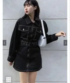 GRL ベルト付きジップデニムミニワンピース[qu53]