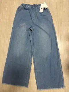 ライトブルーデニムワイドパンツ