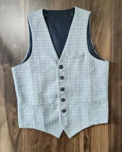 グレー チェック柄 スーツベスト