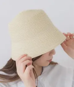 新品⭐︎casita●RETRO GIRL●ペーパーバケットハット●オフホワイト