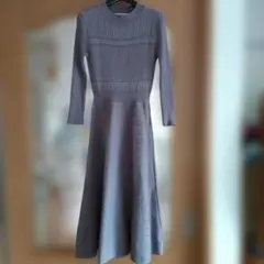 STRAWBERRY FIELDSパープル ニット 7分袖ワンピース