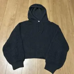 【美品】ニットパーカー　ダークグレー