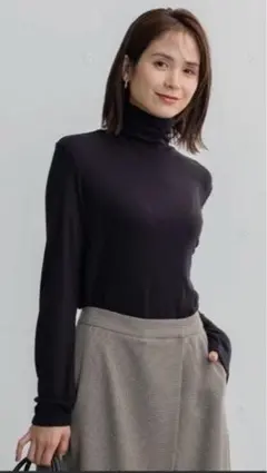 未使用品　anyFAM 【洗える.5色展開】タートルネック　ブラック